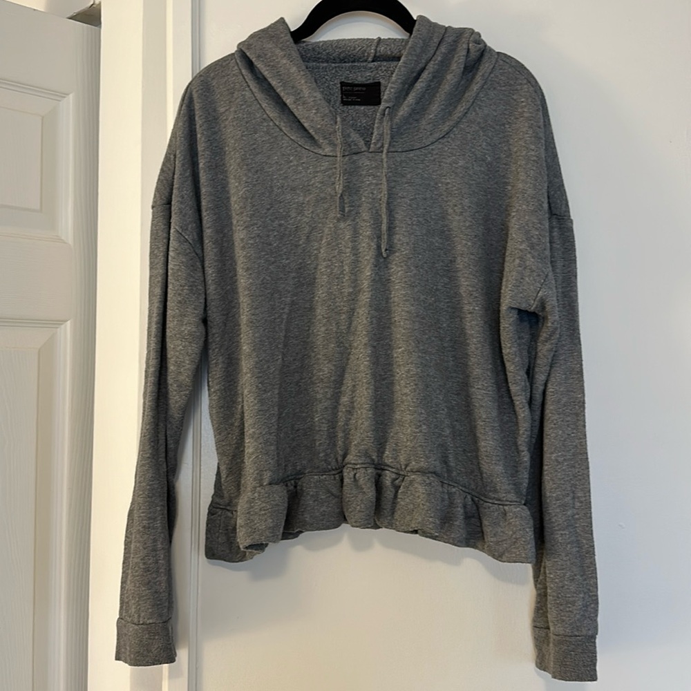 Gray ruffle hoodie
